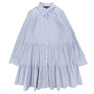 NEW Veronica Beard Jemila Tiered Shirtdress Mini Minimal Old Money Blue Stripes